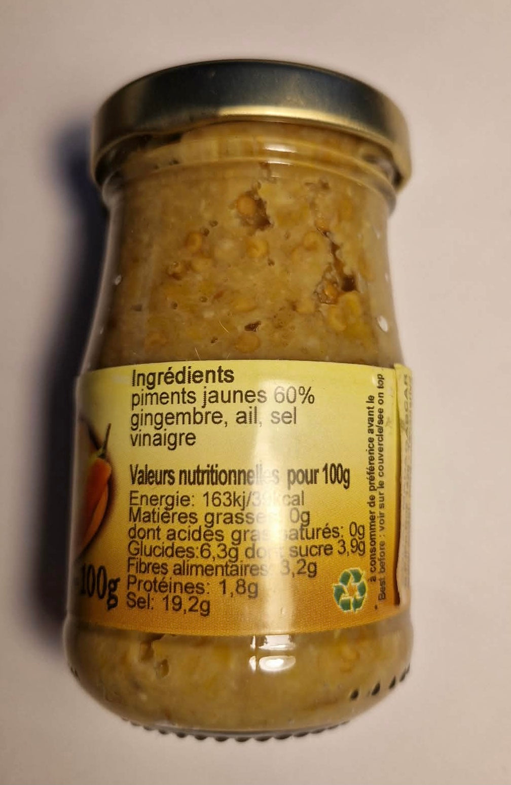Pâte de piment Jaune marque CODAL 100g