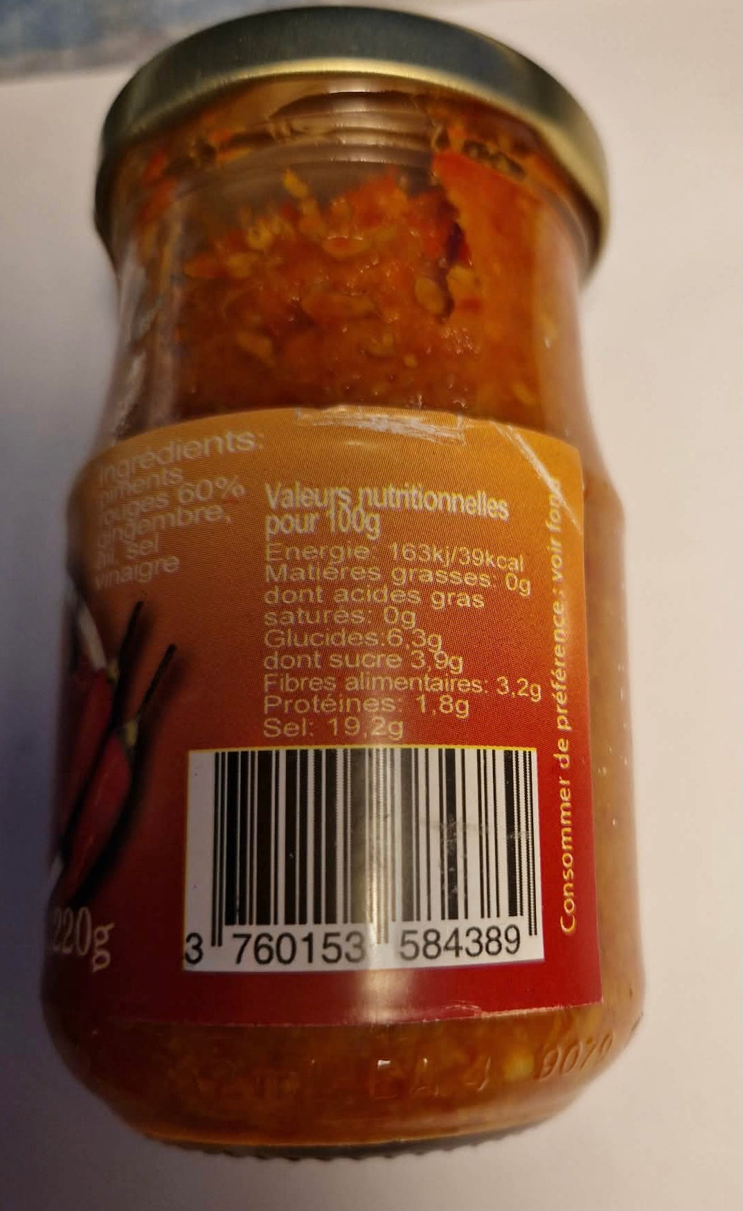 Pâte de piment rouge Marque CODAL 220g