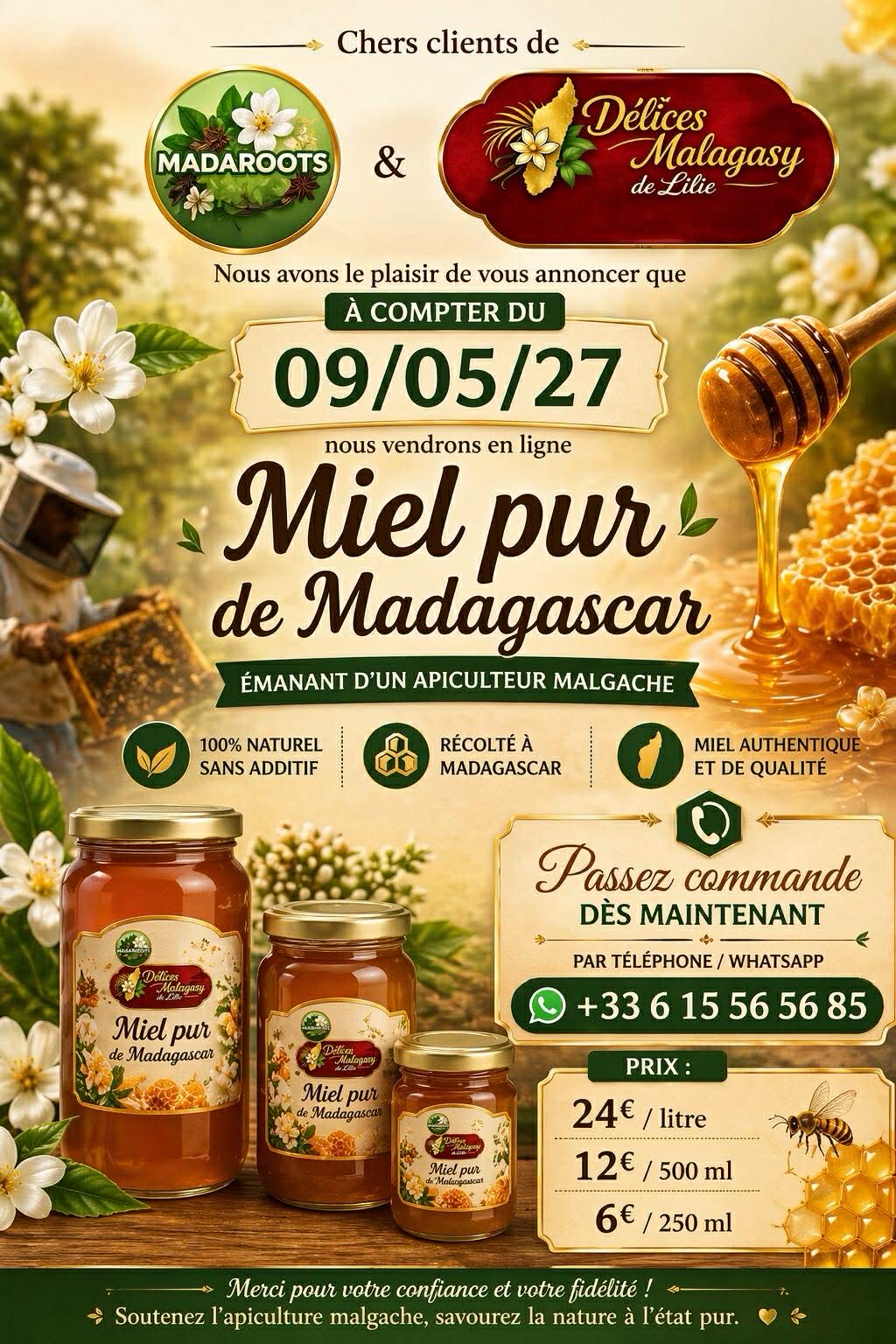 Miel pur de Madagascar