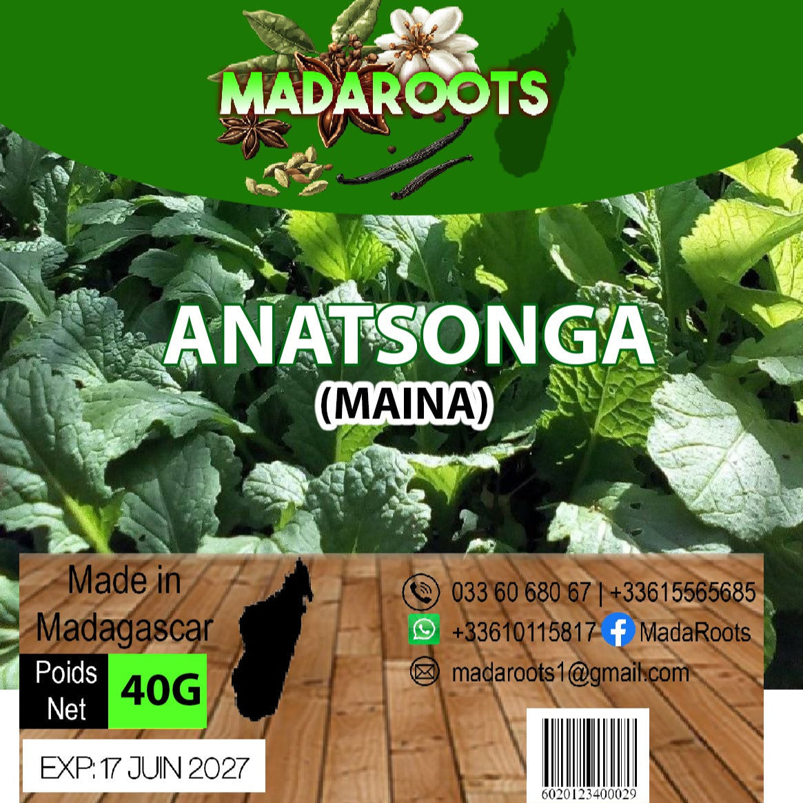 Anatsonga maina - Brèdes moutardes séchées  de Madagascar