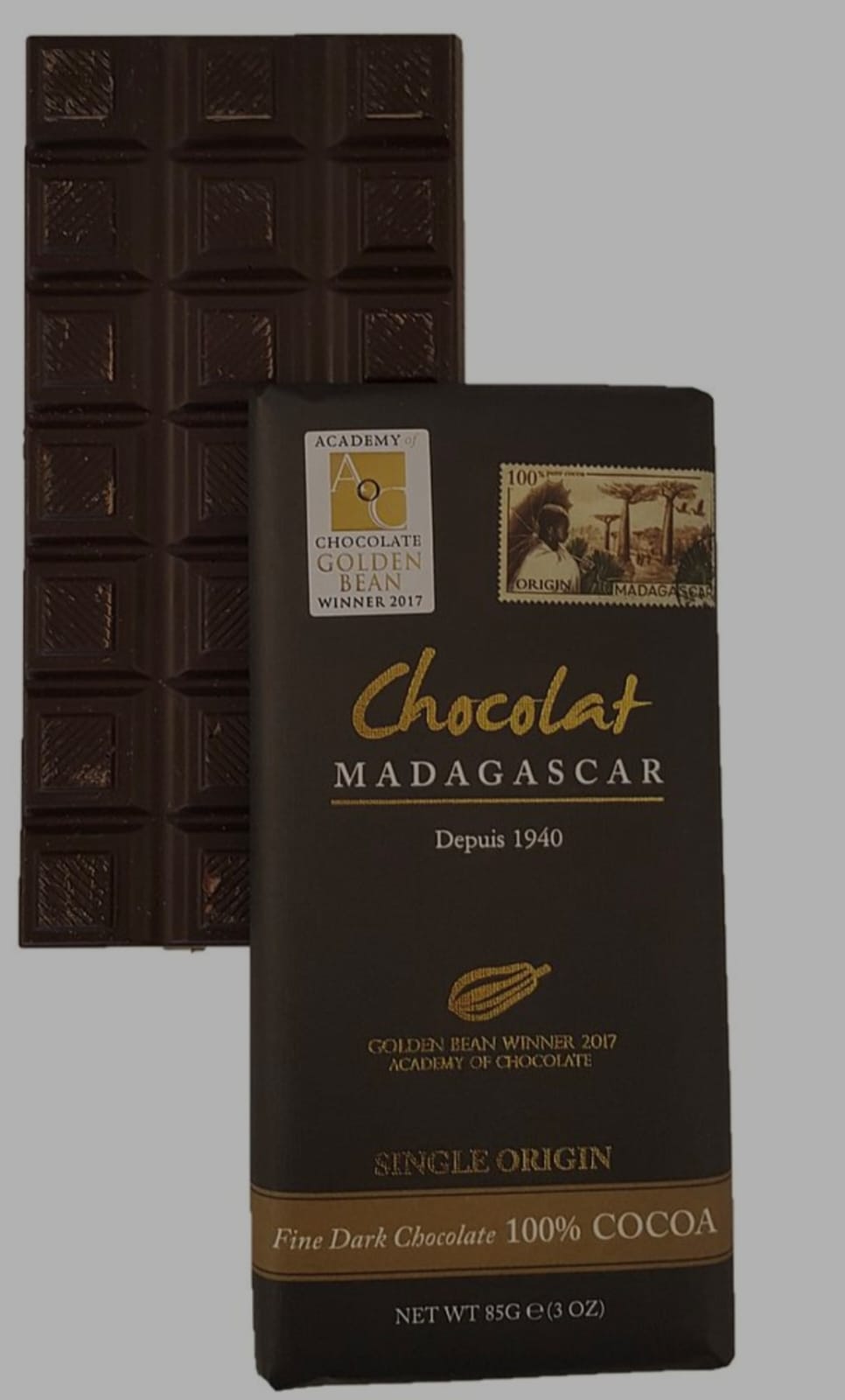 Tablette de chocolat noir 75% de cacao de madagascar
